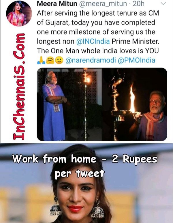 Meera Mithun tweet for 2 Rupees meme