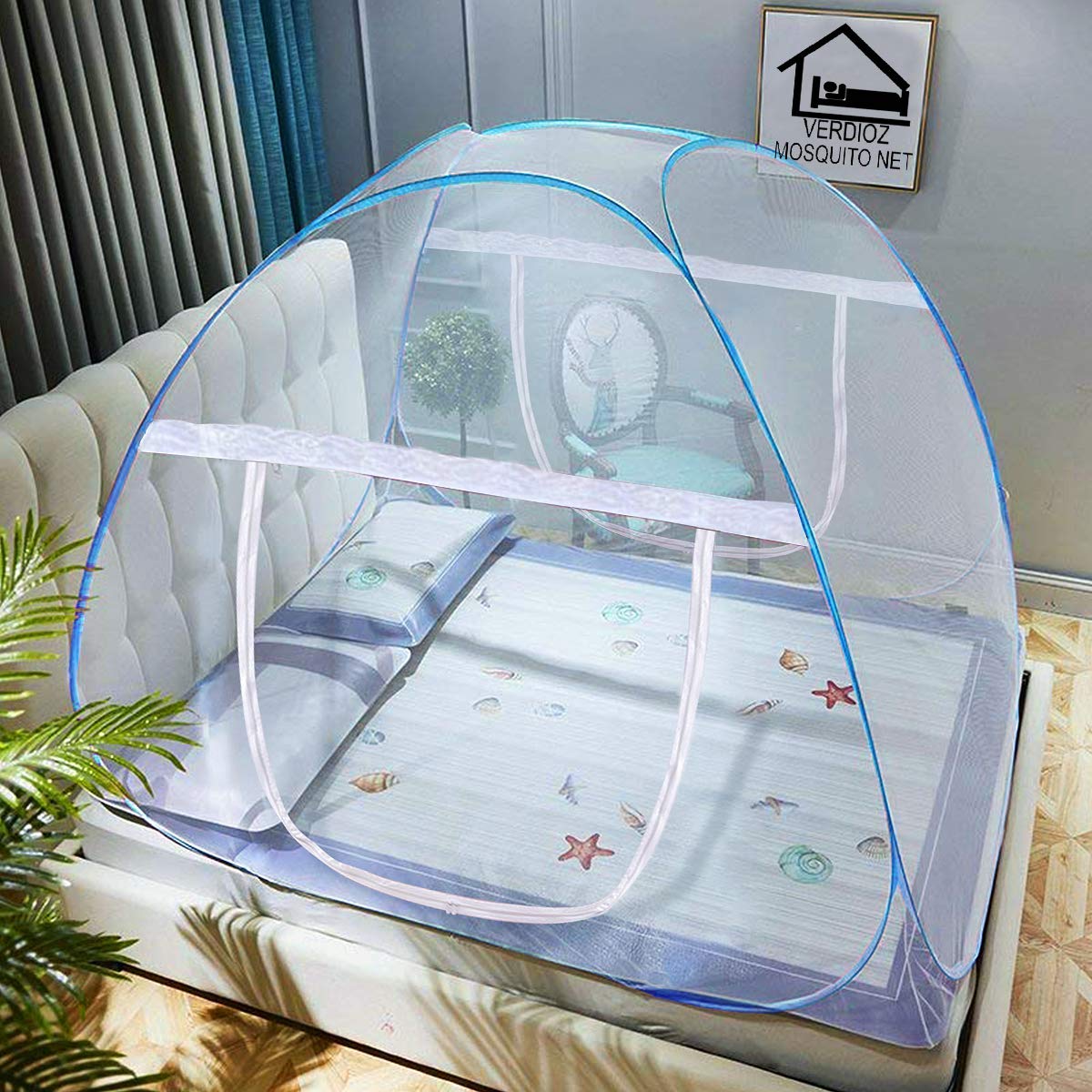 VERDIOZ WITH DEVICE Foldable Poly Cotton Double Bed